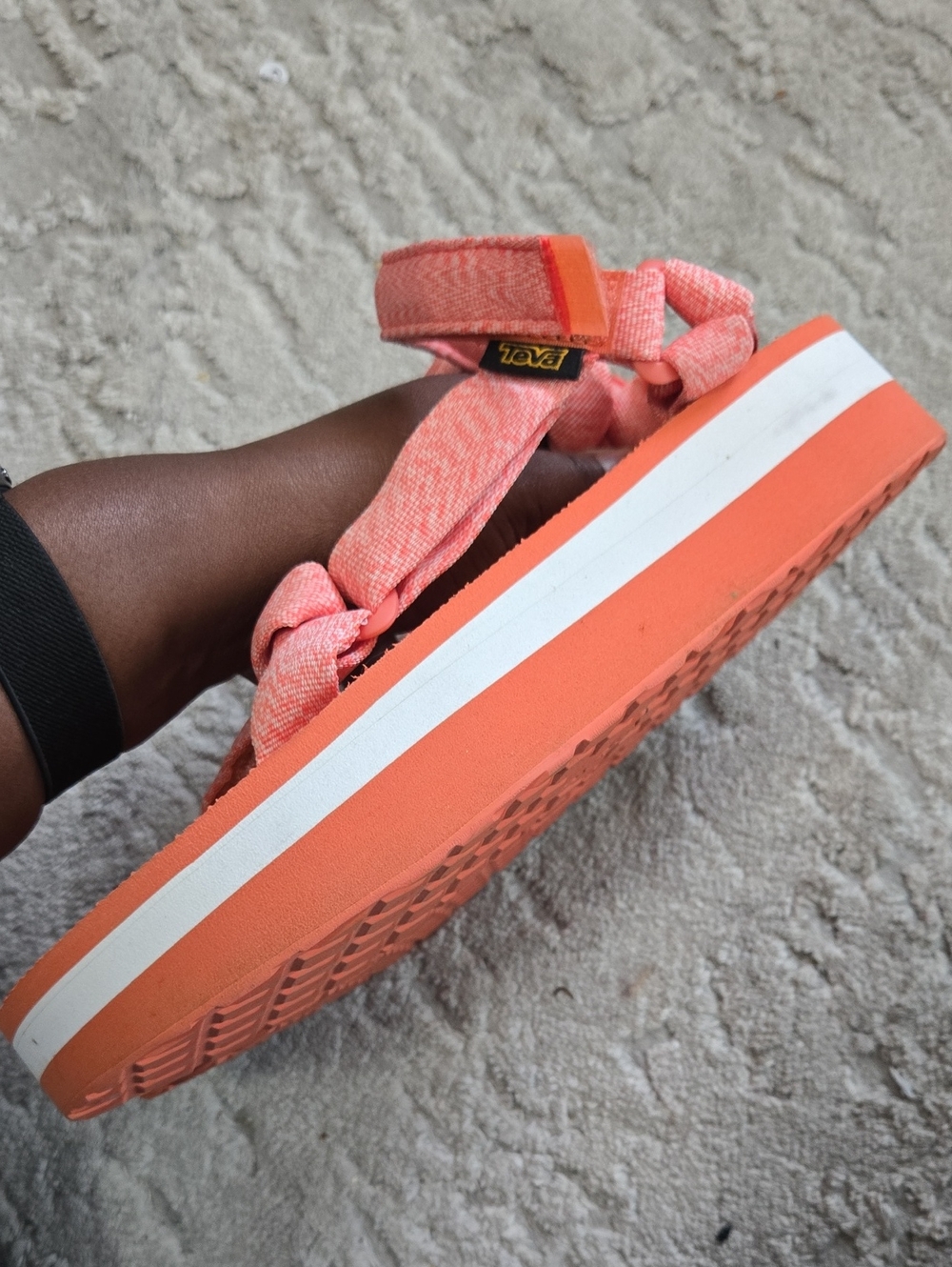 Teva Coral Orange Strappy Platform Sandals Size 11 - Picture 4 of 8